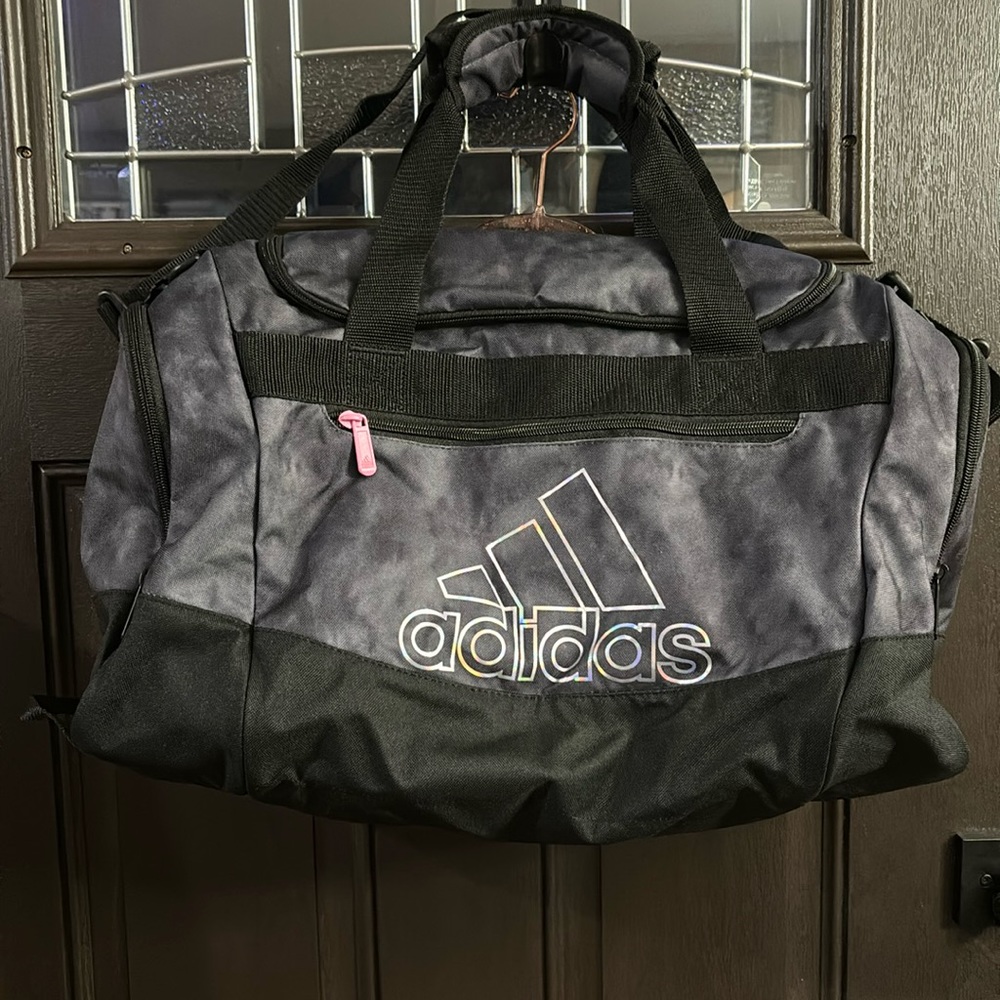 Adidas black/pink duffle bag.